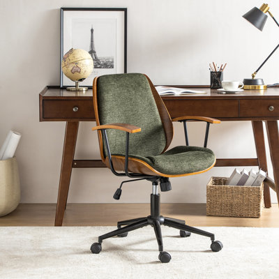 Oswina  37.75"H Modern Tilting Solid Wood Office Chair with Bent Wood
