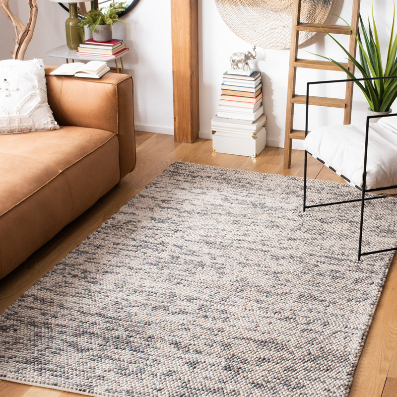Tapis gris / beige en laine touffeté à la main Almus, Rectangle 4 pi x 6 pi