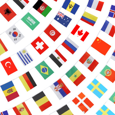 Drapeau à cordes - 200 banderoles Internationales - 84 pi x 5 po Agrait 184 pieds Agrait