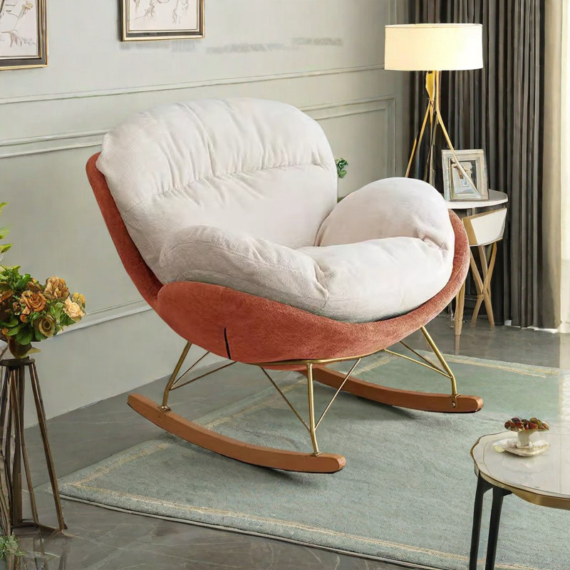 Chaise berçante Nordic Light Luxury Art, Orange/Blanc