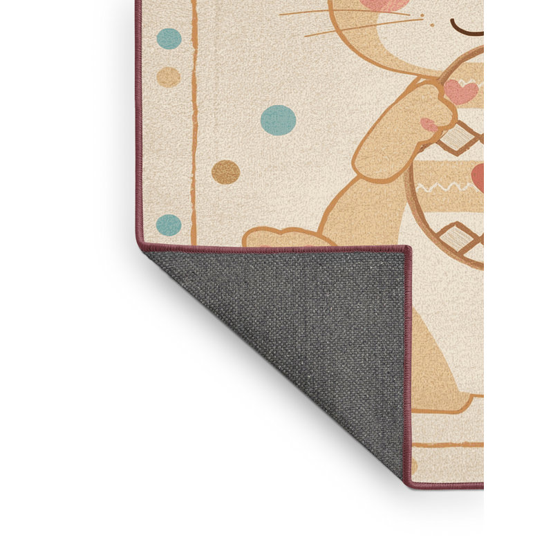 Soft Plush Fessler Easter Modern & Contemporary Abstract Area Rug in Beige – Rose Binding, 2x3