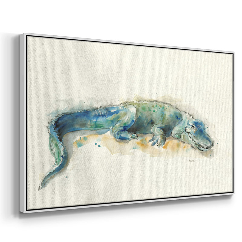 " Alligator ", White Closed Corner Framed Canvas, 17" H x 25" W x 2" D