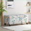 Repose-pieds avec tissu floral, rangement à fermeture en douceur, siège / repose-pieds multifonctionnel pour le salon, la chambre à coucher | Noir | Bois