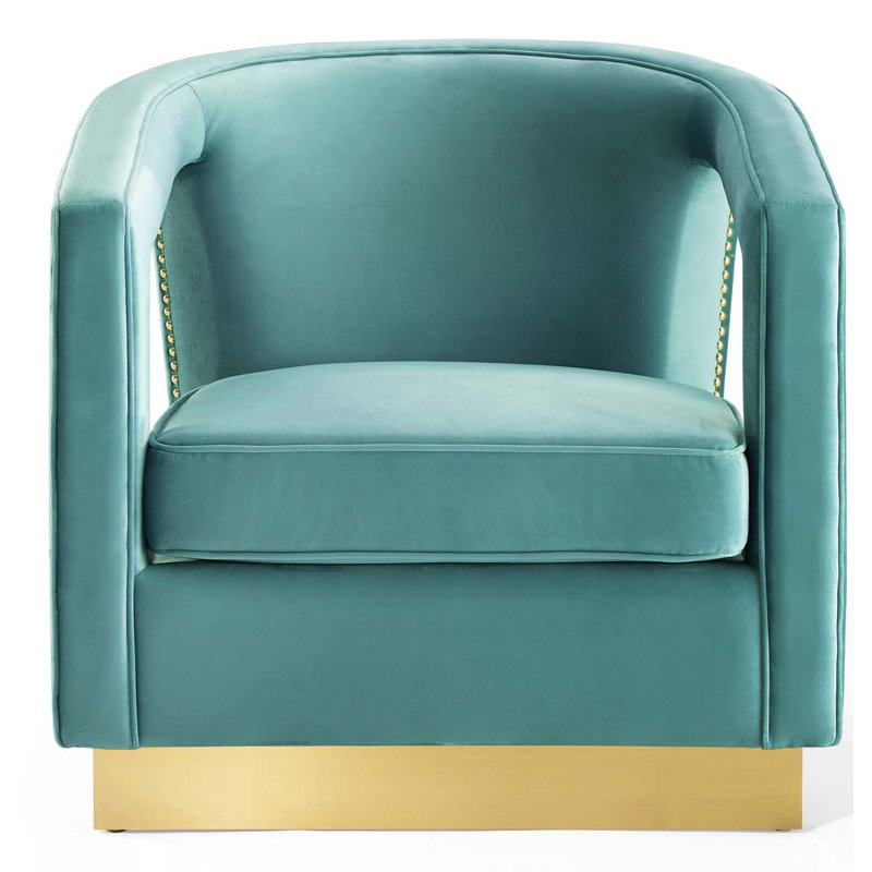 Contemporary Mint Velvet Accent Chair with Sleek Design