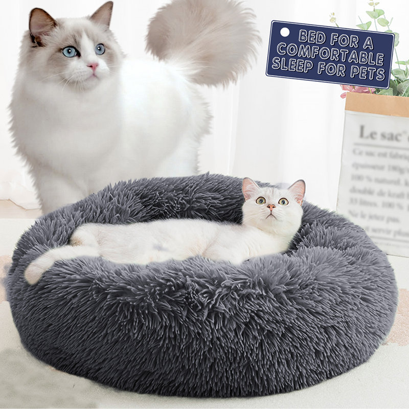Lit en peluche beignet 36 po x 36 po, Gris foncé, H 23 po x l 23 po