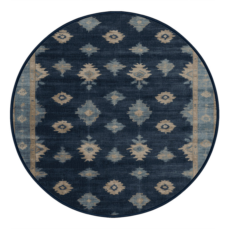 Tapis gris lavable à la machine, Rond 7 pi