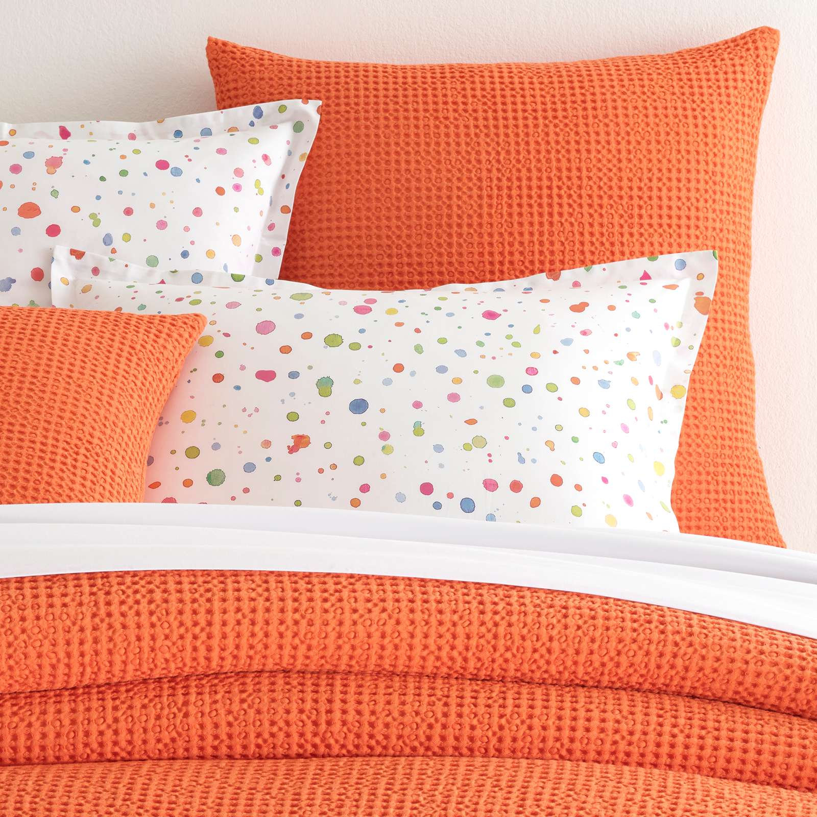 Bubble Matelasse Sham, Euro, Tangerine