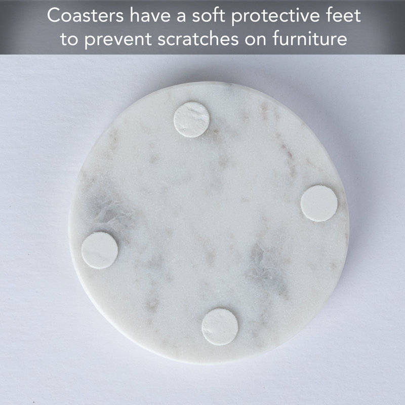 White Round Marble Coasters Set of 4