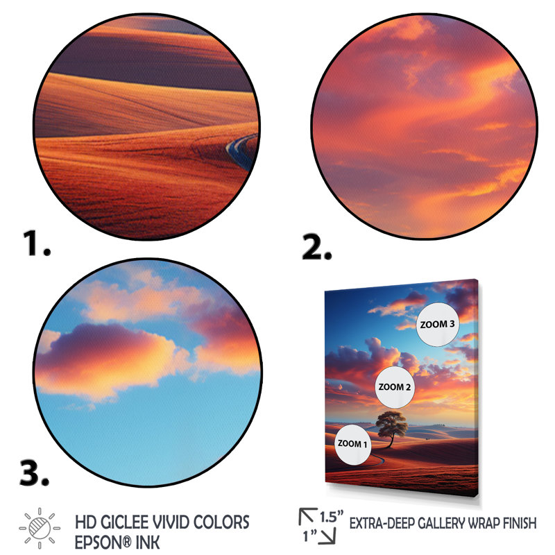 «Landscape Colorful Horizons II», art mural sur toile, H 20 po x l 12 po x P 1 po, Cadre naturel flottant