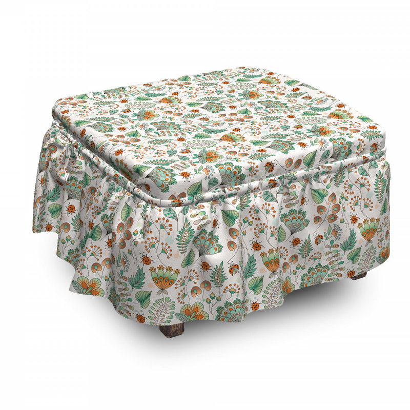 Housse pour repose-pieds feuilles botanique doodle