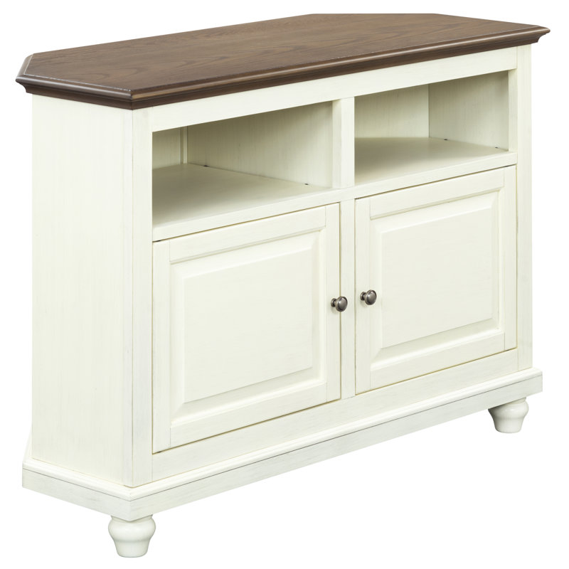 Willoe 44" Corner TV Stand, White, 32.5"H x 44"L x 18"W