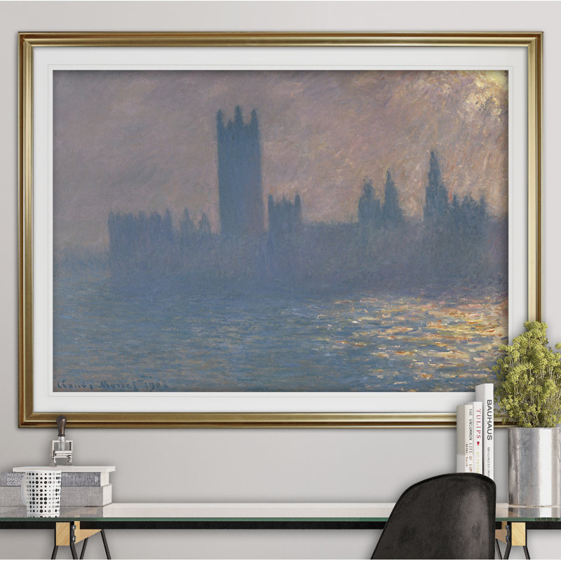 « maisons of parlement » par claude monet print, H 31 po x l 43 po x P 1,5 po, Cadre doré