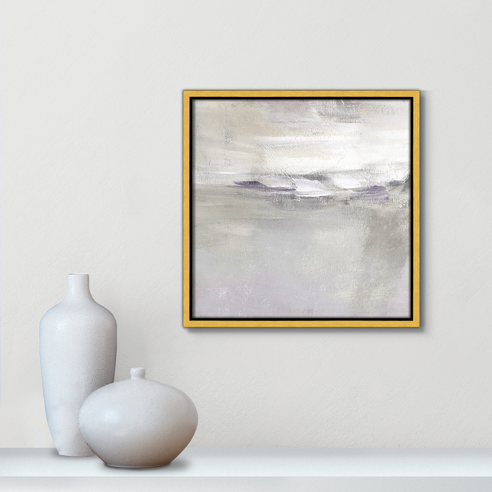 Abbott "Lilac Horizon" Print by Nan, 13.5" H x 13.5" W, Gold Framed