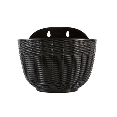 Rattan-textured Semi-circular Wall-mounted Plastic Flower Pot Home Decor Flower Pot