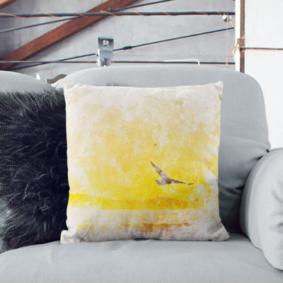 Seagull Flying over the Beach Cushion with Filling