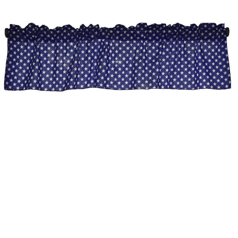 Cantonnière à motif d'étoiles, L 58 po x L 28 po, Bleu marine