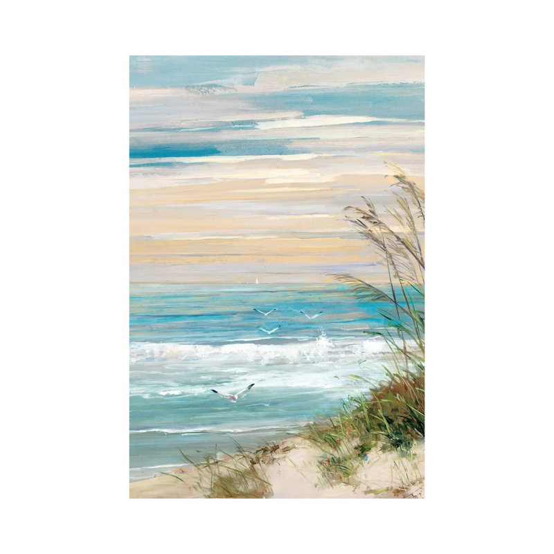 «Beach at Dusk» par Sally Swatland - peinture sur toile tendue, H 40 po x l 26 po x P 1,5 po