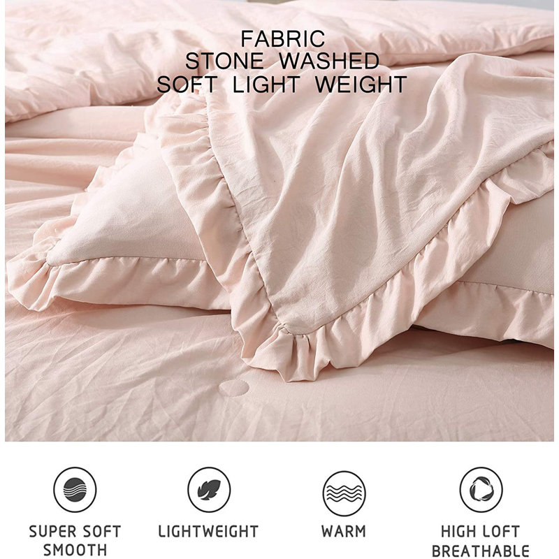 Blush King Ruffled Microfiber Comforter Set