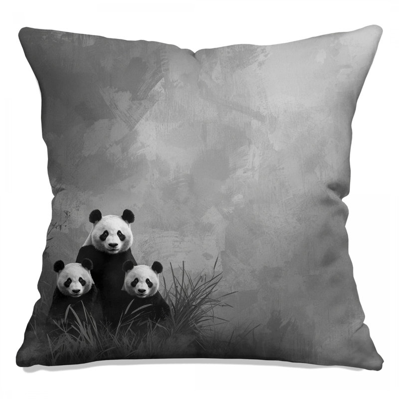 Coussins à double face Family of Giant Pandas, 16 x 16 inches