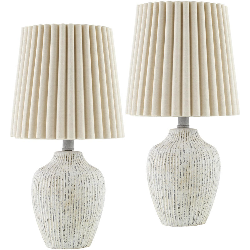 Zelman Table Lamp, Cream, White