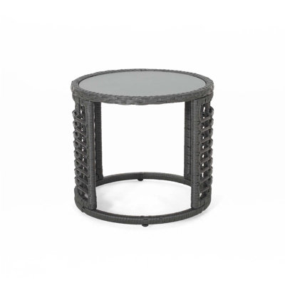 Taranto Round Glass Outdoor Side Table , 18.25 " W 18.25 " D