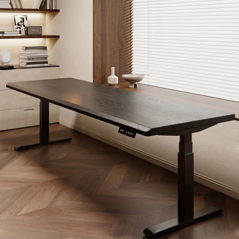 Solid wood electric height-adjustable desk
