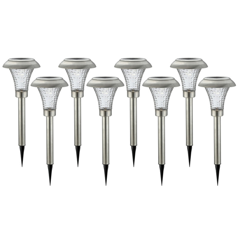 Solar Powered Integrated LED Stainless Steel Pathway Light Kit Pack, Steel