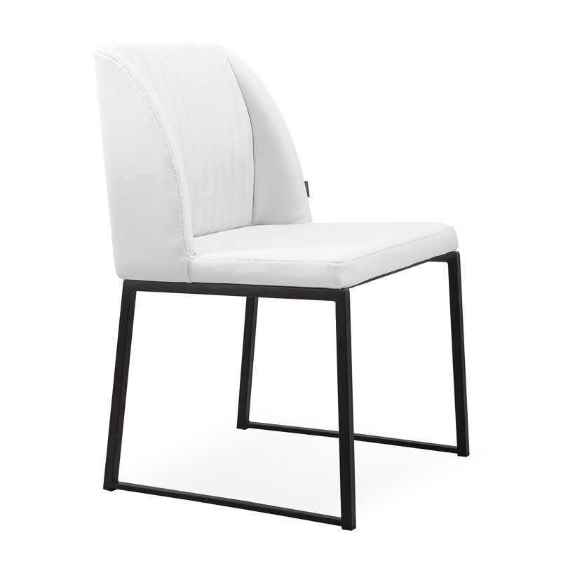 Dejonae 18.5'' H Leatherette Upholstered Side Chair, White/Black