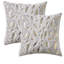 Ensemble de 2 coussins décoratifs en fausse fourrure à motif de plumes dorées (insert inclus)-100181784-100181785-130944592