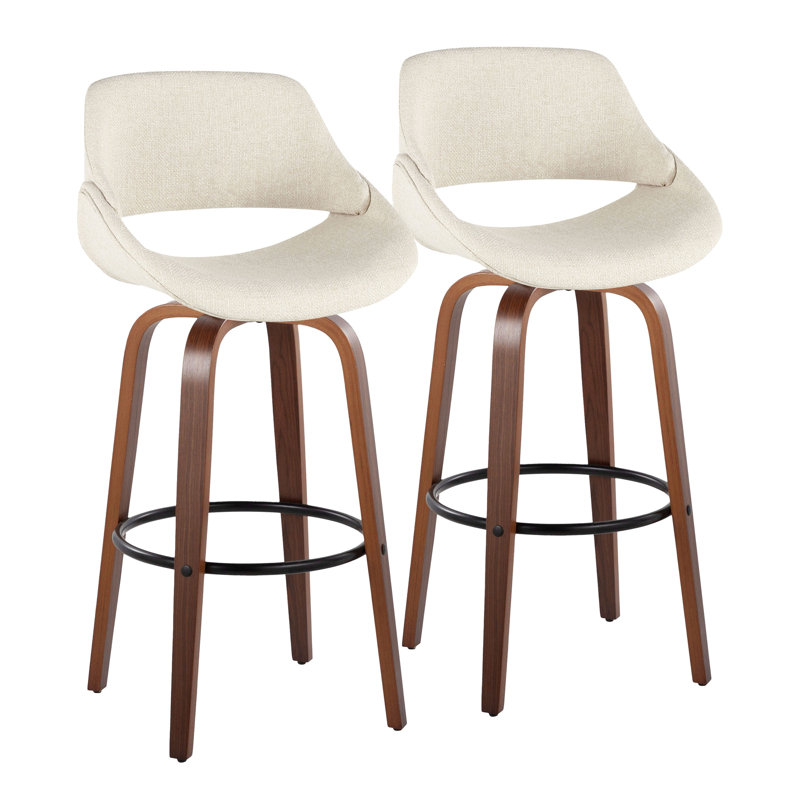 Tabouret de bar et de comptoir rembourré Najrin, Noyer / noir, Cream, Bar Stool (30" Seat Height)