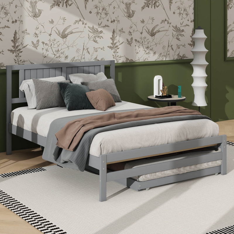 Adjustable Full Wood Bed With Trundle