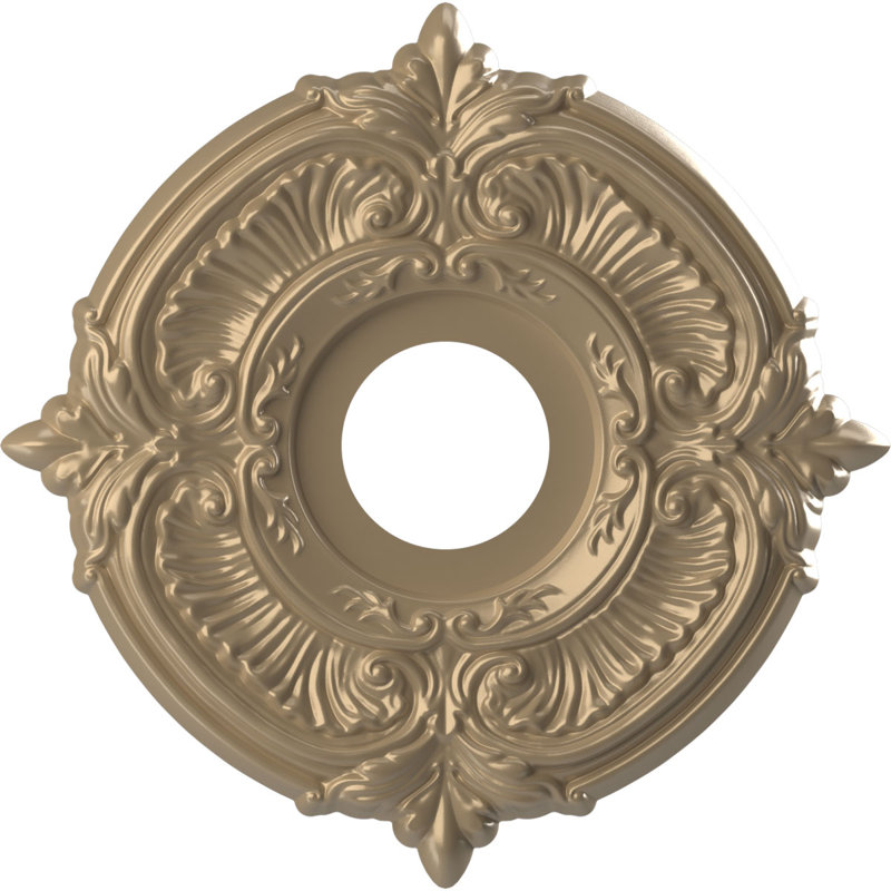 Attica Thermoformed PVC Ceiling Medallion, 13" H x 13" W x 0.75" D, Universal Metallic Champagne Mist