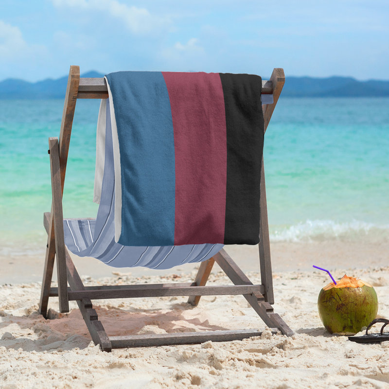 Columbus Lightweight Beach Towel, Microfiber, Blue/Burgundy/Black