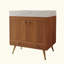 Meuble-lavabo autoportant de style Mid-Century avec comptoir en faux marbre et lavabo en céramique, armoire de rangement à double porte, bois d'ingénierie imperméable (robinet non inclus)
