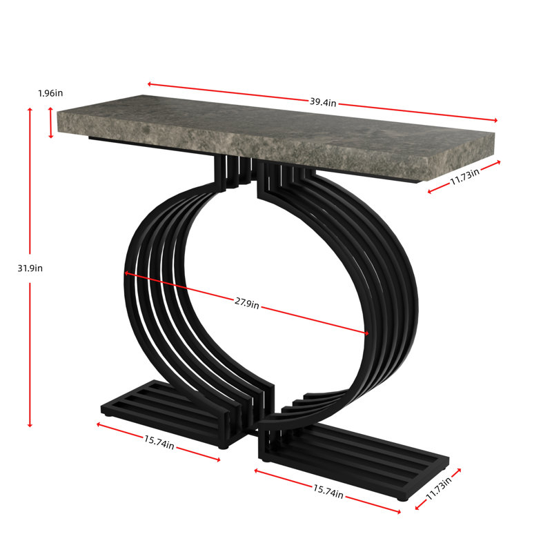 Eveana 39.37'' Console Table, Black, Beige