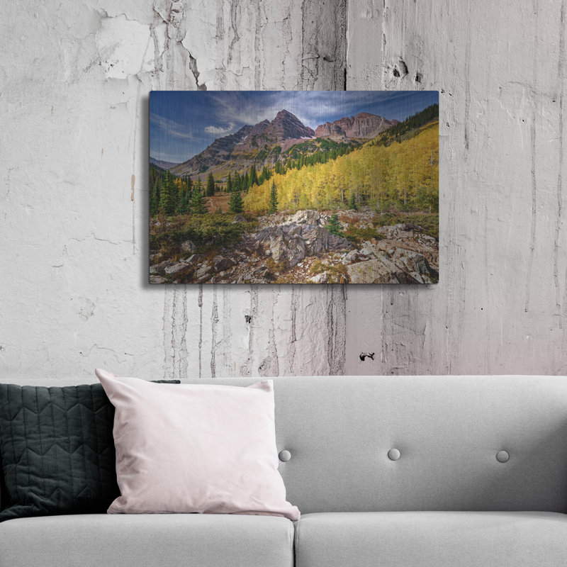 «Maroon Bells II» par Rick Berk, art mural en métal, H 12 po x l 16 po