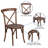 Aylar 60" x 38" Antique Rustic Farm Table Set with 6 Cross Back Chairs and Cushions
