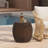 Faux Rattan Side Table For Both Indoor And Outdoor Use, Handmade Mgo, Brown