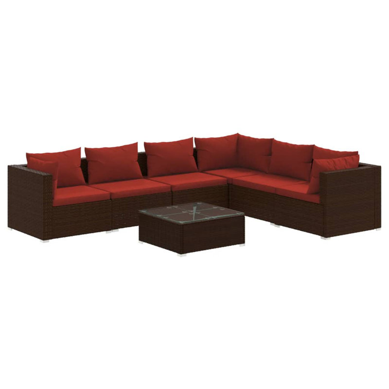 7 Piece Lounge Sofa Seating Group, Cinnamon Red, Brown