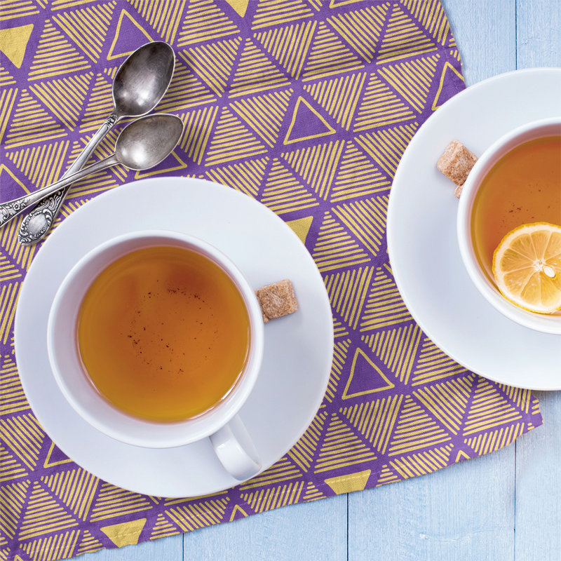 Jordao Tea Towel Kitchen Towel, Dark Violet/Yellow, Poly Twill