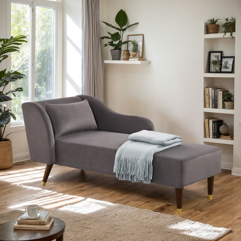 Chaise longue en velours Dunwall, Gris
