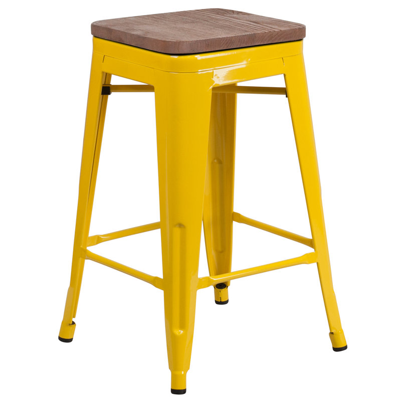 Tabouret à hauteur de comptoir 24 po Gladus, Jaune, 1, Tabouret de comptoir (assise de 24 po de hauteur)