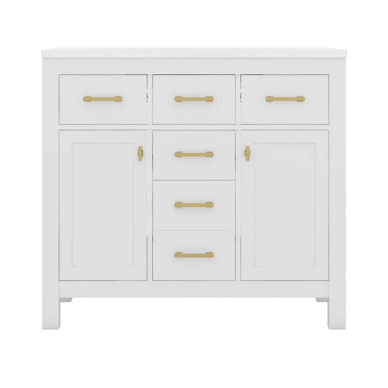 Ensemble de meuble-lavabo moderne 36 po avec 4 tiroirs et 2 portes, Blanc