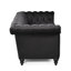 Charmant fauteuil 3 places en velours noir avec capitonnage à boutons profonds et ambiance invitante - 3 matériaux gracieux