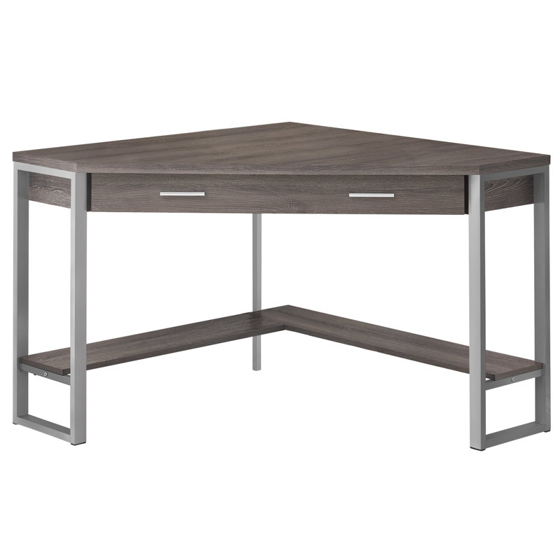 Bureau d'ordinateur Huggard, Taupe foncé / Argenté