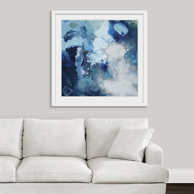 «Silvio Blu Flo» par Randy Hibberd - reproduction imprimée, Impression encadrée, H 38 po x l 38 po, Blanc