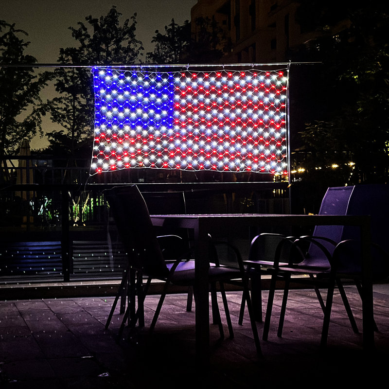 American Flag Net Lights - 384 LED String Lights, Led Flag Net Light