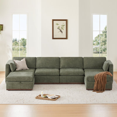 Canapé modulaire 6 pièces avec repose-pieds Sayette l 146 po