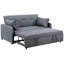 Canapé-lit convertible en tissu de lin gris, prises électriques, coussins, 2 coussins, poches pour le canapé-lit, lin, ports