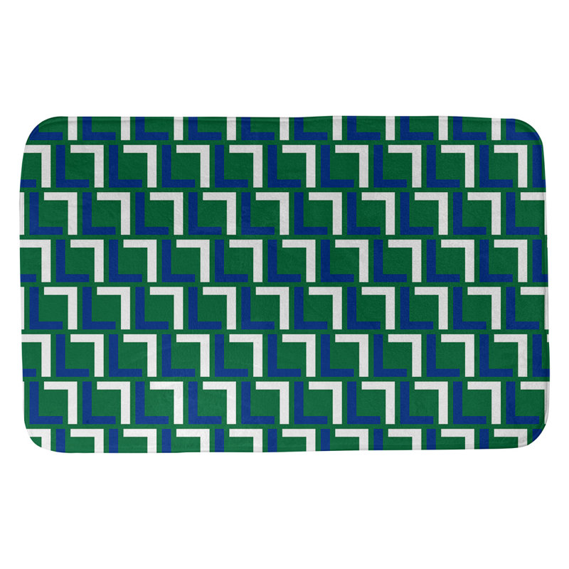 Tapis pour salle de bain Baltimore, l 17 po x L 24 po, Vert/bleu/blanc